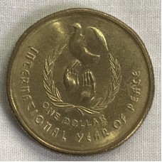 AUSTRALIA 1986 . ONE 1 DOLLAR COIN . YEAR OF PEACE